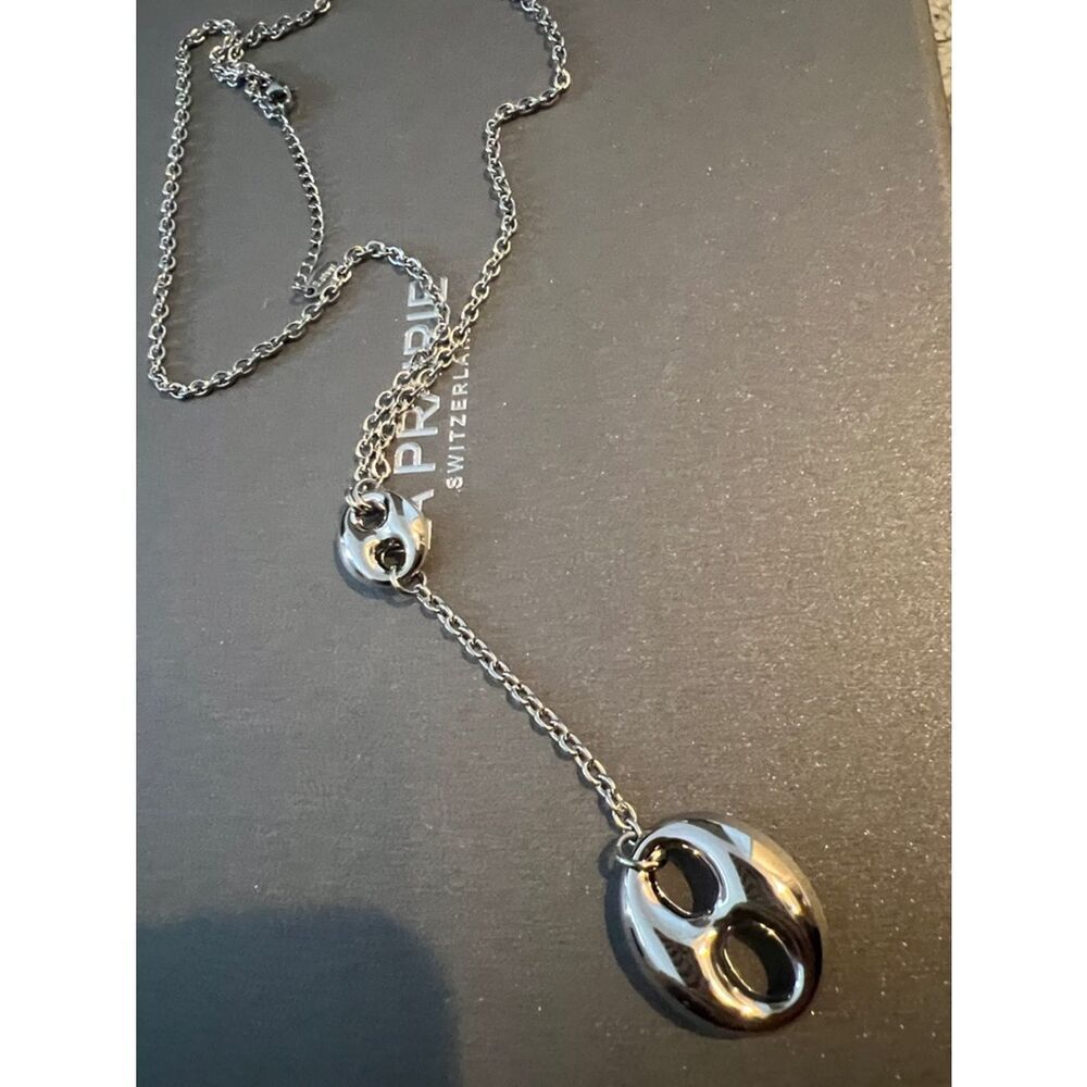 Minimalist Oval Link Drop Necklace - silver R 473